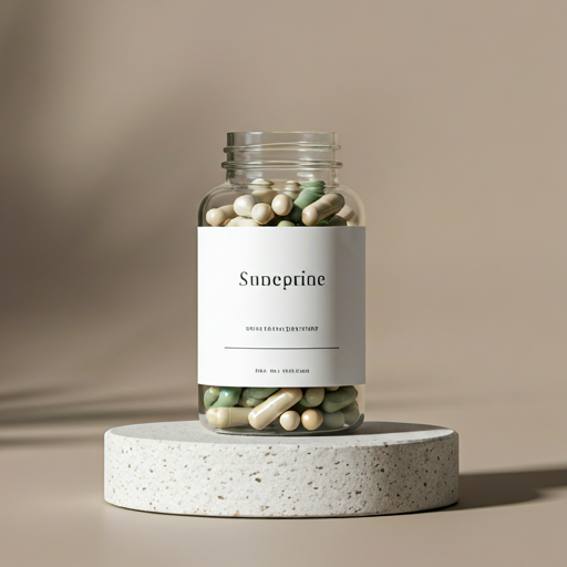 Premium glass supplement bottle with capsules